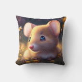 Schattigee kleine muis in een bloemweide kussen (Voorkant)