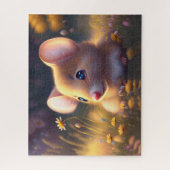Schattigee kleine muis in een bloemweide legpuzzel (Verticaal)
