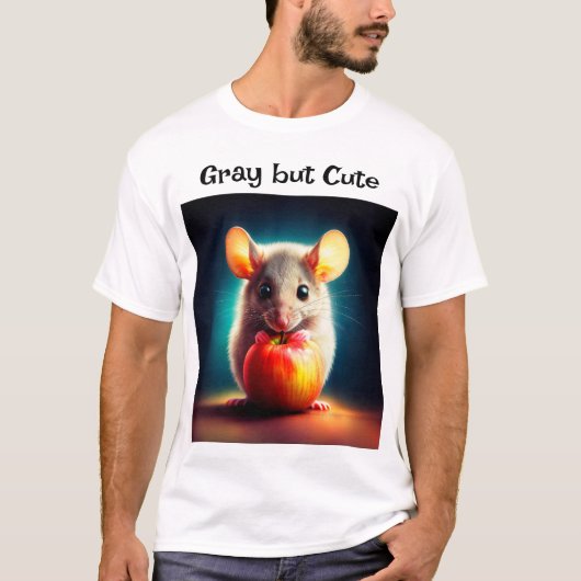 Schattigee kleine muis met glanzende Apple Kitchen T-shirt (Voorkant)