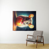 Schattigee kleine muis met glanzende Apple Kitchen Wandkleed (In Situ (horizontaal))