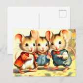 Schattigee kleine muizenvrienden briefkaart (Voorkant / Achterkant)