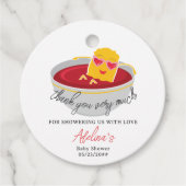 Schattigee kleine nugget kip nugget meisje Baby sh Bedankjes Labels (Voorkant)