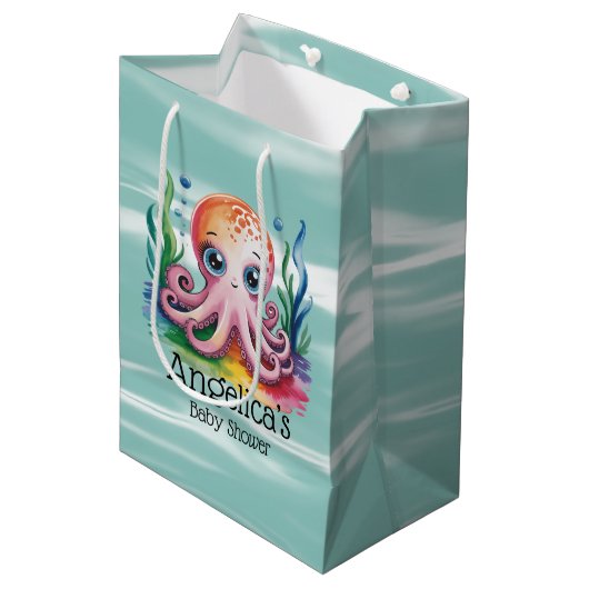 Schattigee kleine octopus onder het Zee Medium Cadeauzakje (Voorkant Gekanteld)