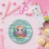 Schattigee kleine octopus onder het Zee Papieren Bordje (Feest)