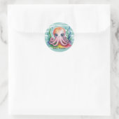 Schattigee kleine octopus onder het Zee Ronde Sticker (Tas)