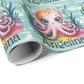 Schattigee kleine octopus onder het Zeeen Baby sho Cadeaupapier (Rol Hoek)