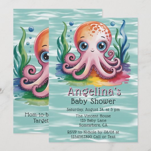 Schattigee kleine octopus onder het Zeeen Baby sho Kaart (Voorkant / Achterkant)