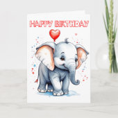 Schattigee kleine olifant Happy Birthday Kaart (Voorkant)