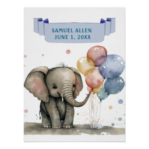 Schattigee kleine olifant met ballonnen Kids Verja Perfect Poster