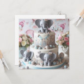 SCHATTIGEE KLEINE OLIFANTEN THEMA KIDS VERJAARDAGS KAART (Voorkant / Achterkant in situ)