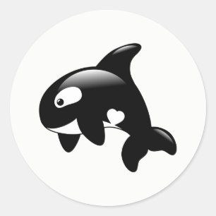 Schattigee kleine orka ronde sticker