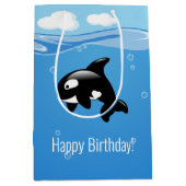 Schattigee kleine orka walvis in oceaan Verjaardag Medium Cadeauzakje (Voorkant)