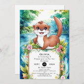 Schattigee kleine otterverjaardag kaart (Voorkant / Achterkant)