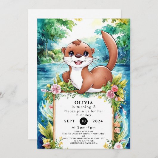 Schattigee kleine otterverjaardag kaart (Voorkant / Achterkant)