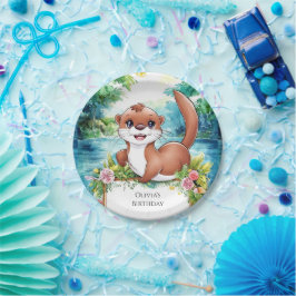 Schattigee kleine otterverjaardag papieren bordje