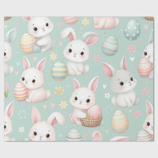 Schattigee kleine paaskonijntjes met paaseieren cadeaupapier (Vlak)