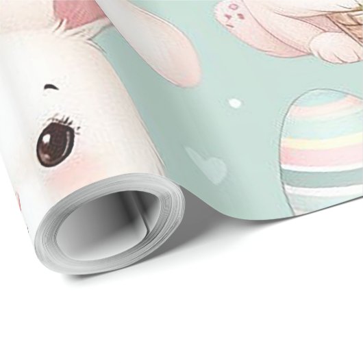 Schattigee kleine paaskonijntjes met paaseieren cadeaupapier (Rol Hoek)
