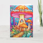 Schattigee kleine paddenstoel huis illustratie kaart (Voorkant)