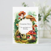 Schattigee kleine paddenstoel Verjaardag Bedankkaart (Staand voorkant)