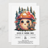 Schattigee Kleine Paddestoel Fantasy Verjaardag Kaart (Voorkant / Achterkant)