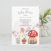 Schattigee Kleine Paddestoel Waterverf Illustratie Kaart (Staand voorkant)