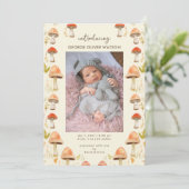 Schattigee Kleine Paddestoelen Foto Geboorte Aanko Aankondiging (Staand voorkant)