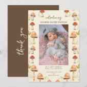 Schattigee Kleine Paddestoelen Foto Geboorte Aanko Aankondiging (Voorkant / Achterkant)