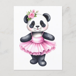 Schattigee kleine panda ballerina dansen ballet feestdagenkaart