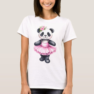 Schattigee kleine panda ballerina dansen ballet t-shirt