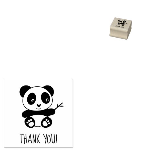Schattigee kleine panda dank u 1x1 rubberstempel (Gestempeld)