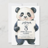 Schattigee kleine panda en teken verjaardagsfeestj kaart (Voorkant)