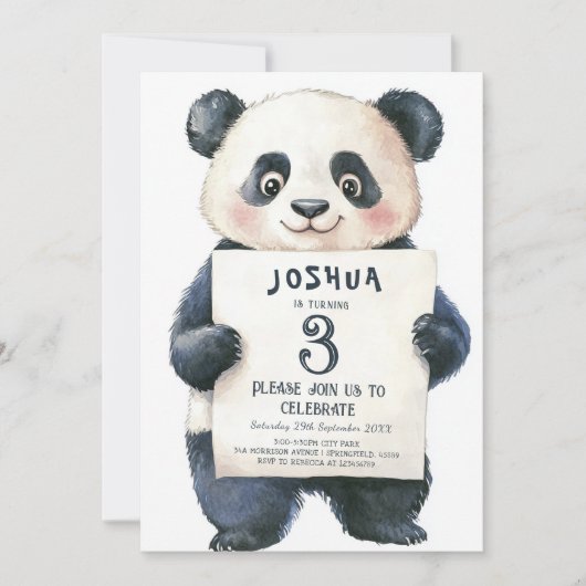 Schattigee kleine panda en teken verjaardagsfeestj kaart (Voorkant)