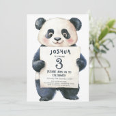 Schattigee kleine panda en teken verjaardagsfeestj kaart (Staand voorkant)