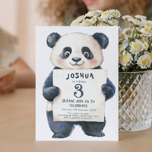 Schattigee kleine panda en teken verjaardagsfeestj kaart
