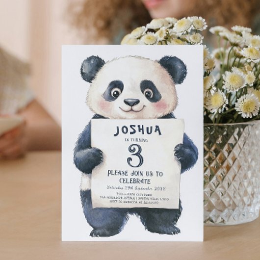 Schattigee kleine panda en teken verjaardagsfeestj kaart