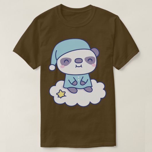 Schattigee kleine panda in pyjama op wolk t-shirt (Design voorkant)