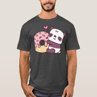 Schattigee kleine panda knuffelen donut t-shirt