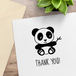 Schattigee kleine panda met een bamboe stok dank u rubberstempel
