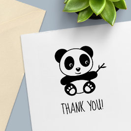 Schattigee kleine panda met een bamboe stok dank u  zelfinktende stempel