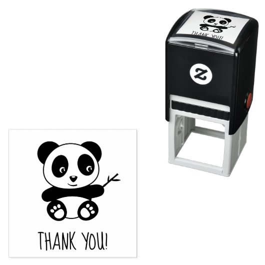 Schattigee kleine panda met een bamboe stok dank u zelfinktende stempel (In situ)