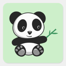 Schattigee Kleine Panda met een Bamboo Stick Groen