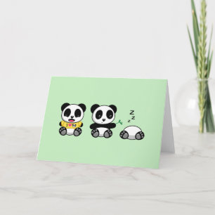 Schattigee kleine panda's op groene blanco kaart