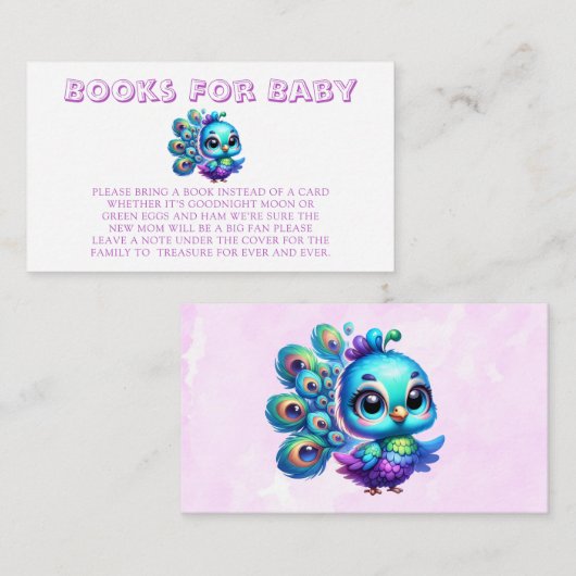 Schattigee kleine pauwboeken voor Baby Informatiekaartje (Voorkant / Achterkant)