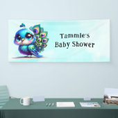 Schattigee Kleine Peacock Baby shower Custom Spandoek (Beurs)