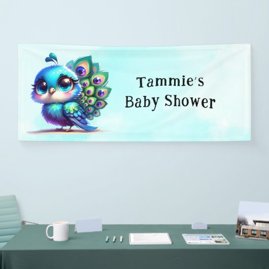 Schattigee Kleine Peacock Baby shower Custom Spandoek (Beurs)
