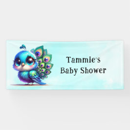 Schattigee Kleine Peacock Baby shower Custom Spandoek