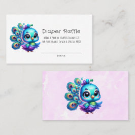 Schattigee kleine Peacock Baby shower luier Raffle Visitekaartje
