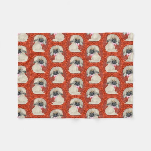 Schattigee kleine pekinees fleece deken (Voorkant (Horizontaal))