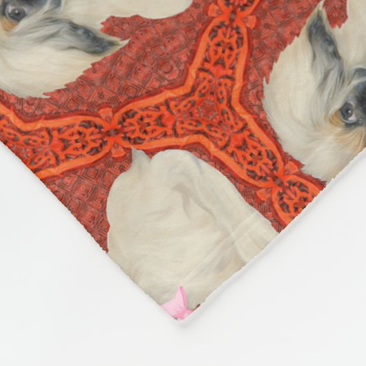 Schattigee kleine pekinees fleece deken (Hoek)