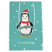 Schattigee kleine Penquin "Vrolijk Kerstfeest" Gep Medium Cadeauzakje (Achterkant)